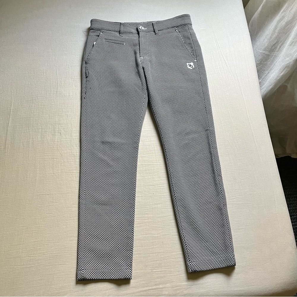 Pearly Gates navy white cross hatch slim leg cropped pants